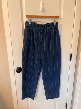 J. Crew Navy Paper-bag style striped Jeans